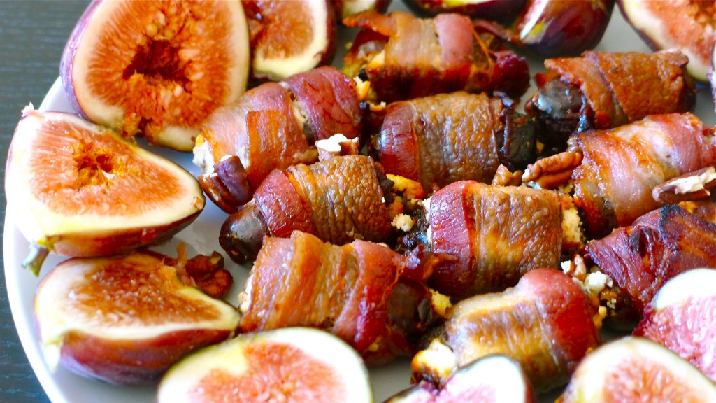 bacon-wrapped-dates-stuffed-with-goat-cheese-and-pecans-with-figs